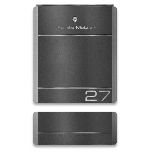 Metzler Briefkasten Modell 01 verschiedene Farben mit Gravur optional mit Zeitungsfach