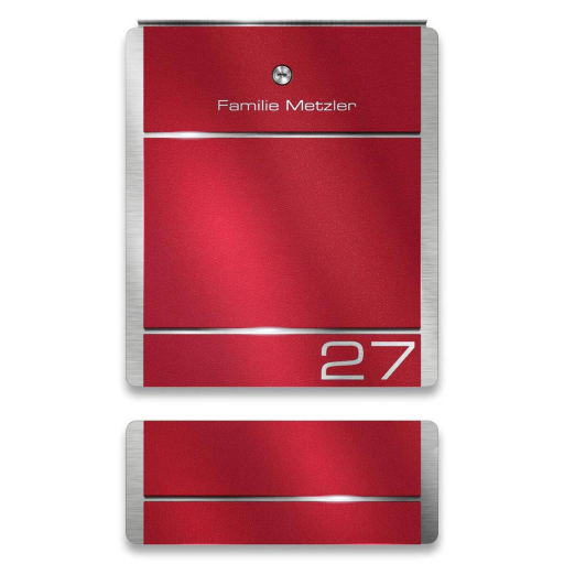 Metzler Briefkasten Modell 01 verschiedene Farben mit Gravur optional mit Zeitungsfach