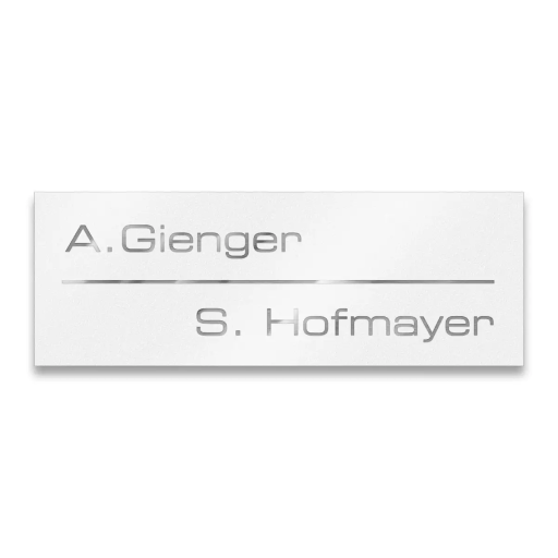 Metzler Namensschild verschiedene Farben mit Gravur
