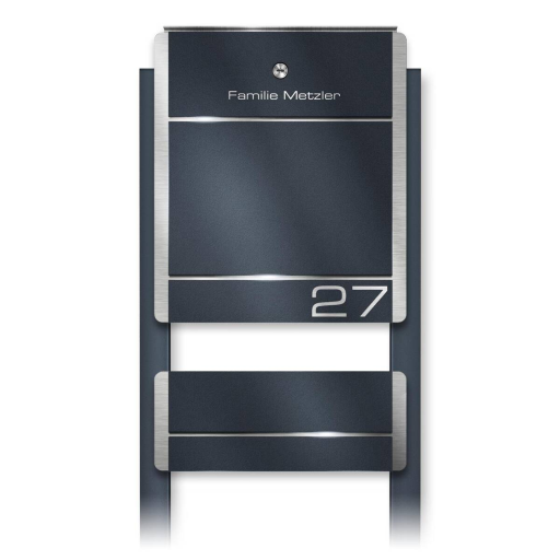 Metzler Briefkasten Modell 01 Standbriefkasten Anthrazit mit Gravur optional mit Zeitungsfach