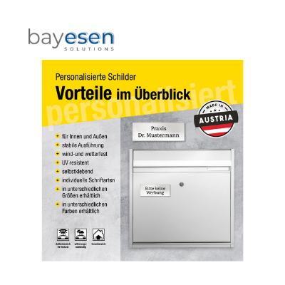Klingelschild / Türschild / Briefkastenschild Aluminium selbstklebend mit individueller Gravur