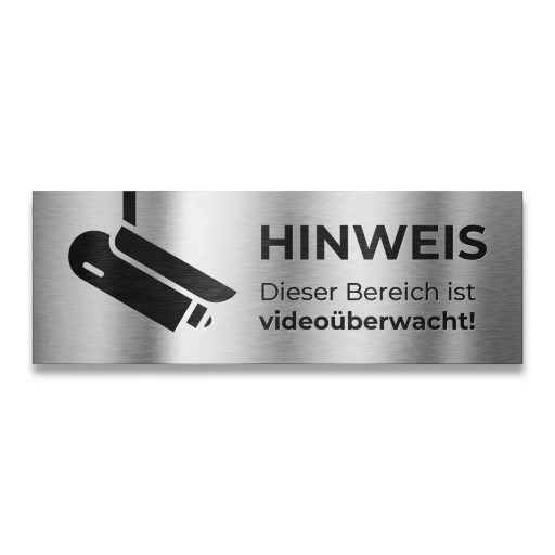 Metzler Briefkastenschild verschiedene Farben "HINWEIS Dieser Bereich ist videoüberwacht!"