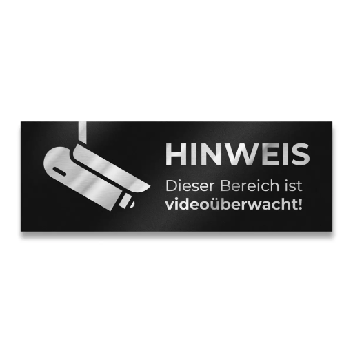 Metzler Briefkastenschild verschiedene Farben "HINWEIS Dieser Bereich ist videoüberwacht!"