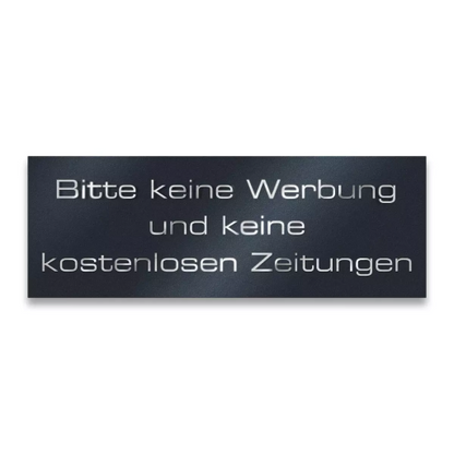 Metzler Briefkastenschild verschiedene Farben "Bitte keine Werbung und keine kostenlosen Zeitungen"