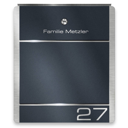 Metzler Briefkasten Modell 01 verschiedene Farben mit Gravur optional mit Zeitungsfach