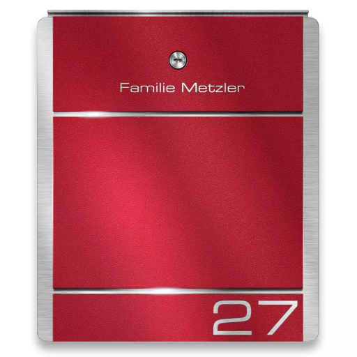 Metzler Briefkasten Modell 01 verschiedene Farben mit Gravur optional mit Zeitungsfach