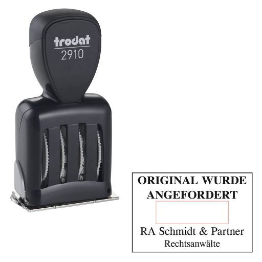 Trodat Classic 2910 P05 mit Datum + individuellem Text 5-zeilig